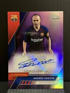 限定15枚 イニエスタ 直筆サインカード INIESTA Topps Chrome Auto マグネットホルダー収納【送料無料】