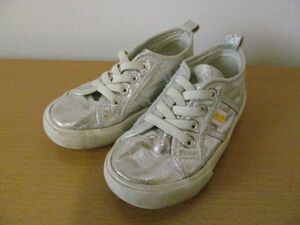 (35630)Branshes ブランシェス キッズ 女の子 スニーカー シルバー 15.0cm USED