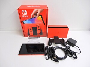 062Z117★【中古 美品/動作品】 Nintendo Switch 本体 有機ELモデル マリオレッド HEG-001 【Joy-Con欠品】