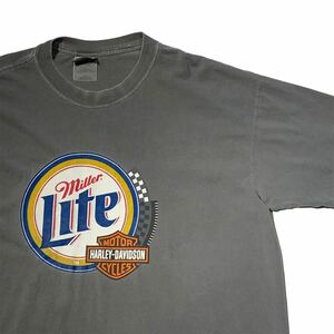 希少 00s ビンテージ GILDAN ボディ Harley Davidson プリントTシャツ ハーレーダビッドソン miller Lite Beer ミラーライト ハーレーT