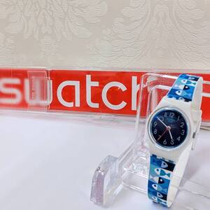 C-76595K【不動品】SWATCH/スウォッチ LW144 OULA GLOUP オウラグループ 電池ふた欠損 クオーツ QZ アナログ ラバーベルト ネイビー文字盤