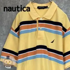 【状態◯】nautica ボーダー 半袖 ポロシャツ 古着 メンズ