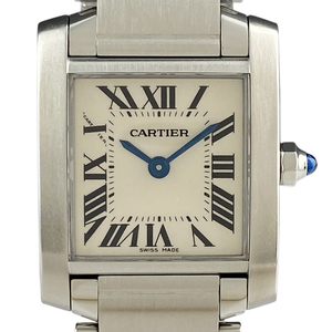 カルティエ CARTIER タンクフランセーズ SM W51008Q3 腕時計 SS クォーツ アイボリー レディース 【中古】