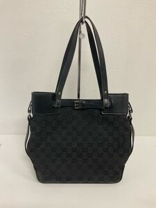 D605-80◆ GUCCI グッチ 107757 2122 キャンバス レザー トートバッグ 肩掛けショルダーバッグ 