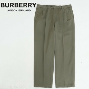 国内正規品◆BURBERRY LONDON バーバリー ロンドン タック チノ パンツ カーキ 88