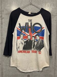 人気 1982年 ビンテージラグランTシャツ 80s THE WHO ザ・フー AMERICAN TOUR ツアーT ビンテージTシャツ バンドT ヴィンテージ 送料無料