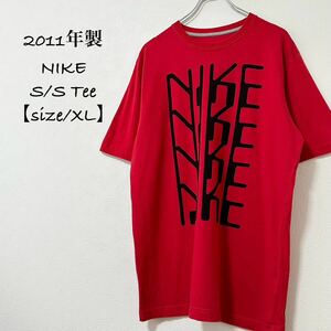 状態良好★NIKE/ナイキ★半袖ロゴTシャツ★レッド×ブラック/赤×黒★XL