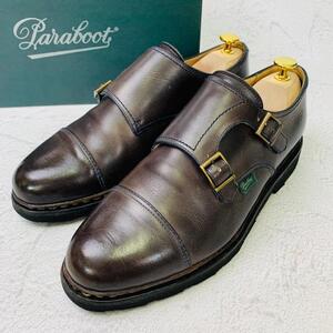 【良品】PARABOOT パラブーツ ウィリアム ダブルモンク 革靴 灰色系 チャコール 8 26.5cm ノルヴェイジャン ビジネス カジュアル ワーク