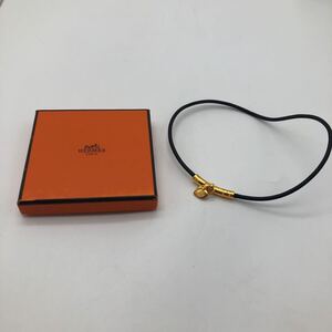 HERMES エルメス ネックレス ゴールド レザー アクセサリー P184