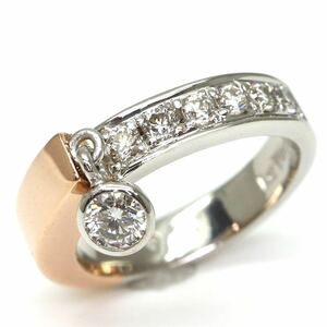 ◆Pt950/K18 天然ダイヤモンドリング◆J 約5.2g 約2号 0.27ct diamond ring指輪 jewelry ジュエリー EC9/EC9