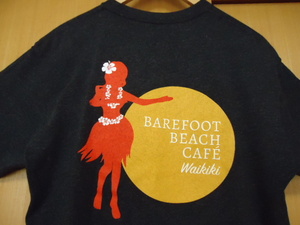 即決　ハワイ　BAREFOOT BEACH CAFE　ワイキキ　スタッフ　Ｔシャツ　ダークグレー色　Ｍ