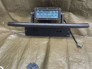 未使用 LED DC12v/24v兼用 36W パイプバンパー オフロード4X4フォグライトバーブラケット アルミニウムナンバープレートフレーム