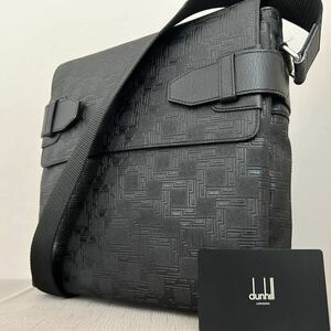 【極美品】dunhill ダンヒル ショルダーバッグ ディーエイト D-EIGHTクロス ボディ メンズ ビジネス 総柄 斜め掛け PVC レザー ブラック