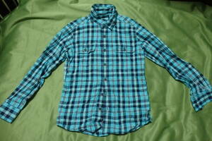 古着■■Flannel　フランネル　上着　シャツ　水色チェック 綿１００％　XSサイズ