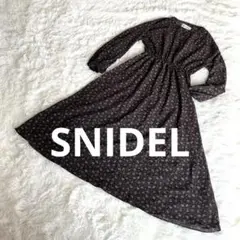 美品 SNIDEL ノーカラーワンピース Aライン 総柄 ダークブラウン