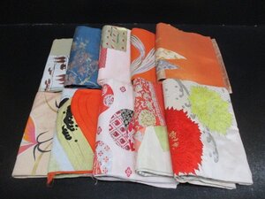 1円 中古 名古屋帯 袋帯 リメイク 絹 化繊 縮緬 刺繍 大量 まとめて10点 アンティーク 材料 素材 古布 お稽古 初心者【夢職】☆☆