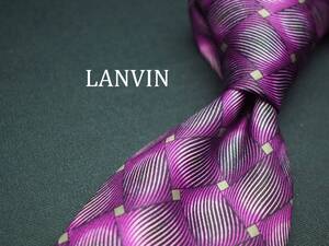 美品【LANVIN ランバン】 C1298 パープル系 FRANCE フランス製 SILK ブランド ネクタイ 古着 良品