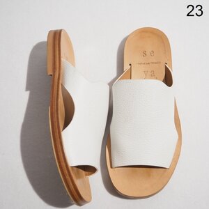 C1696P　▼seya. セヤ × TO&CO.▼　CALA SANDAL EMBOSSED LEATHER フラット レザーサンダル ホワイト 35/23cm 白 春夏 rb mks