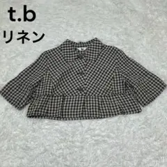 t.b マツオインターナショナル　リネン　ギンガム　チェック　シャツ