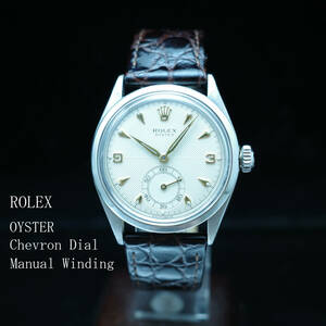 ロレックス ROLEX オイスター OYSTER シェブロンダイヤル Chevron Dial Ref.6480 アンティーク1956年製 SS メンズ 動作良好極美品 高騰 1円