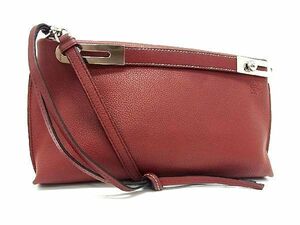 1円 ■新品同様■LOEWE ロエベ アナグラム ミッシー レザー 2WAY ハンドバッグ ショルダー 肩掛けかばん レディース ボルドー系 EA2379