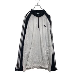 adidas ハーフジップ トラックジャケット XL ホワイト ネイビー アディダス ビッグサイズ ジャージ 古着卸 アメリカ仕入 a606-5437