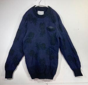 49-7 sacai パイナップル 1 ニット コットン ネイビーブルー17-01242M セーター