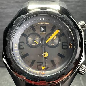 美品 NIXON ニクソン THE STEELCAT 腕時計 アナログ クオーツ カレンダー ラバーバンド ブラック ラウンド ステンレススチール メンズ