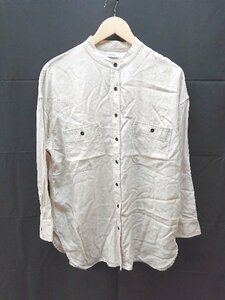 ◇ JEANASIS ジーナシス シンプル オーバーシルエット スタンドカラー 長袖 シャツ サイズF ベージュ レディース E