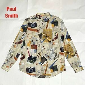 【人気】Paul Smith　ポールスミス　総柄シャツ　大きめ柄　サンプル品　ユニセックス　マルチストライプ柄　個性的　193713 006LN