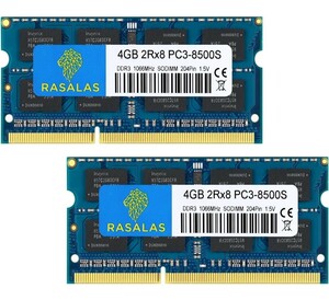 DDR3 1066MHz PC3-8500 2枚x4GB Sodimm 2Rx8 DDR3 1066 PC3-8500S 1.5V CL7 ノートPC用 メモリ