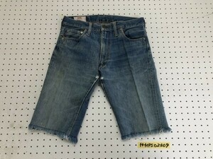 CANTON X-WEST キャントン メンズ カットオフ デニムジーンズハーフパンツ 31 青