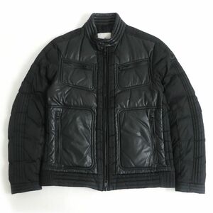 美品□15AW モンクレール ALLEMAND GIUBBOTTO ロゴワッペン ラムレザー切り替え WZIP ダウンジャケット/ブルゾン ブラック 4 正規品 メンズ