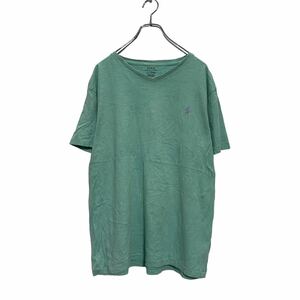 POLO RALPH LAUREN 半袖 ロゴTシャツ L ミントグリーン ポロラルフローレン Ｖネック ワンポイントロゴ 古着卸 アメリカ仕入 a604-5728