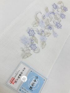 新品未使用品 夏用半衿 小千谷縮 本麻 絽目 刺繍半衿 夏着物 浴衣にも 涼しげ 単衣着物 日本製 全国送料無料 クリックポスト発送