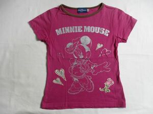 BB460【Disney RESORT】ディズニー　ロゴプリント　半袖　Ｔシャツ　女児　淡赤紫　130