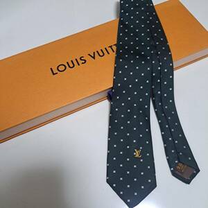 美品 ルイヴィトン Louis Vuitton ネクタイ シルク100% グリーン 花柄 246-63