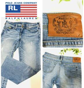 ②POLO JEANS ポロ ジーンズ　RALPH LAUREN ラルフローレン　POLO JEANS CO. デニムパンツ　ジーンズ　牛革バックタグ　サイズ28/32　M相当