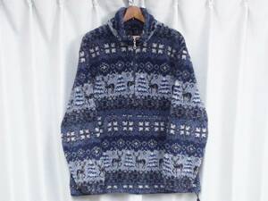 美品 Woolrich ウールリッチ パイル フリース ジャケット プルオーバー ハーフジップ ノルディック柄 USA アメリカ製 ヴィンテージ Y2K 90s