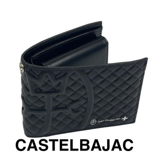 カステルバジャック　CASTELBAJAC　二つ折り財布　牛革財布　型押し財布　男女兼用　047624-3　クロ