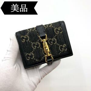 ◇グッチ◇GGキャンバス/レザー/ジャッキーコンパクトウォレット/財布/ブランド