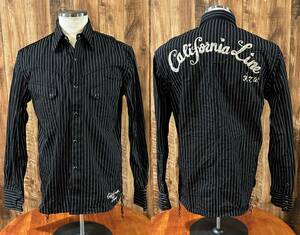 【CALIFORNIA LINE】XLサイズ　ブラック　ウォバッシュストライプウエスタンシャツ　カリフォルニアライン　スカルフライト