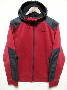 NIKE ナイキ THERMA-FIT KO シールド スフィア ネイルヘッド フーディ L★ワインレッド 裏地フリース フルジップ パーカー トレーニング