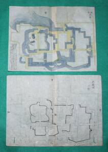 絵図 （城郭図） 埼玉県 武蔵國 川越城 河越城 本図 下図 2枚セット 松平氏（レターパックライト発送）