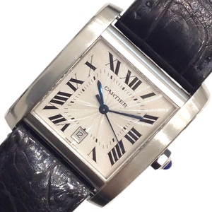 カルティエ Cartier タンクフランセーズXXL W5101755 シルバー ステンレススチール SS 腕時計 メンズ 中古