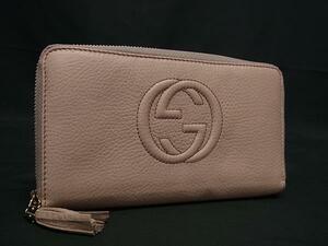 1円 ■新品同様■ GUCCI グッチ 308280 インターロッキングG レザー タッセル ラウンドファスナー 長財布 ウォレット ピンク系 FH3162