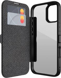 RAPTIC URBAN FOLIO iPhone 16 ケース 手帳型 カード収納 耐衝撃 米軍 MIL 規格 クリア背面 レザー マグネット式 ブラック