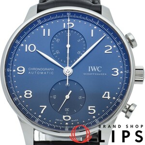 インターナショナルウォッチカンパニー IWC ポルトギーゼ クロノグラフ ブルー IW371606 箱 保証書 SS/革 メンズ時