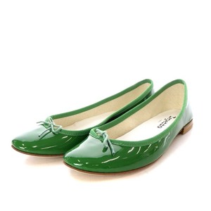 未使用品 レペット Repetto サンドリオン CENDRILLON バレエシューズ パンプス フラット パテントレザー 38 24cm 緑色 グリーン VZ086V