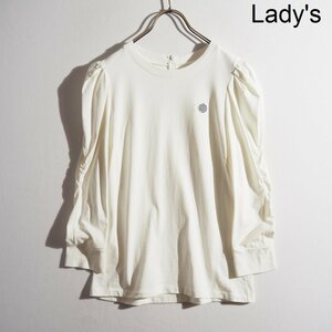 C1188P　▼BORDERS at BALCONY ボーダーズアットバルコニー▼　パフスリーブ コットン カットソー ホワイト 38 / 白 Tシャツ 春～秋 rb